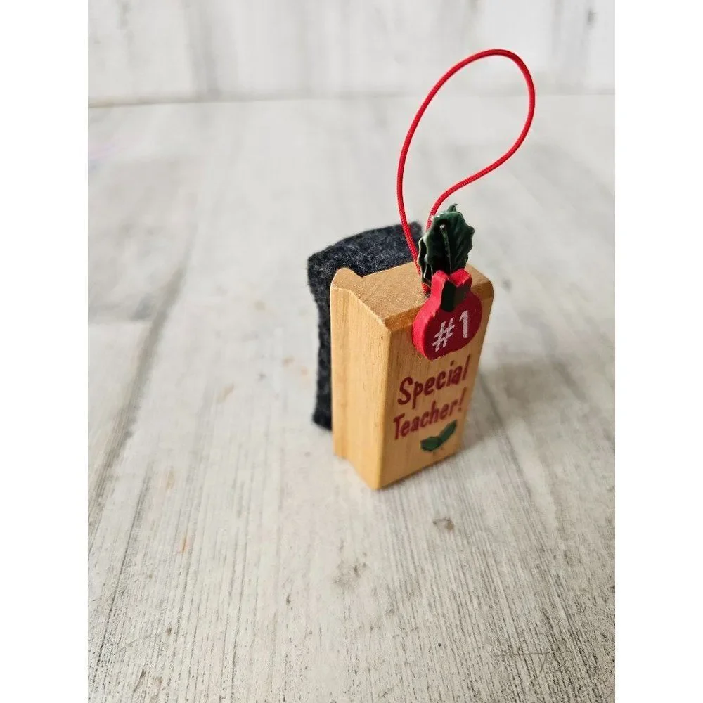 Vintage wooden teacher eraser ornament mini number one‎ special Xmas tree